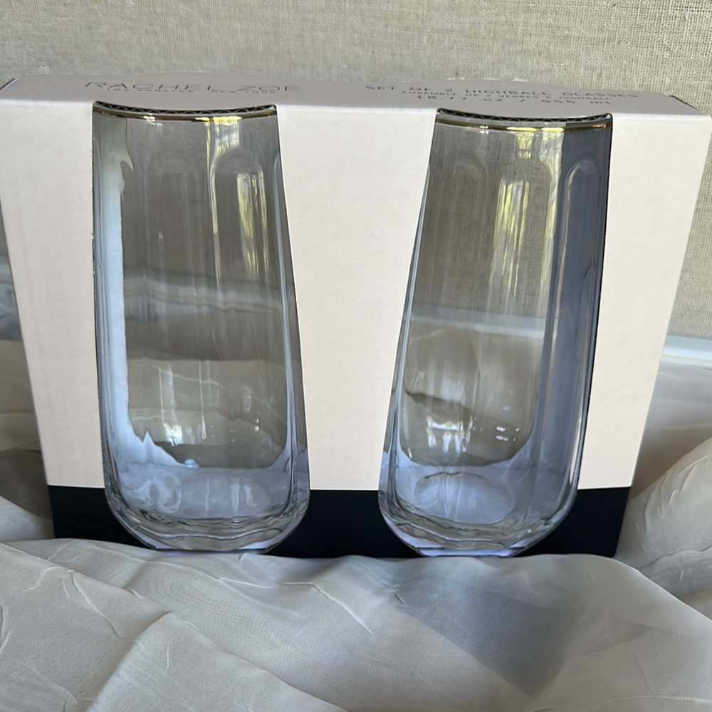 NIB Rachel Zoe set of 2 highball glasses
